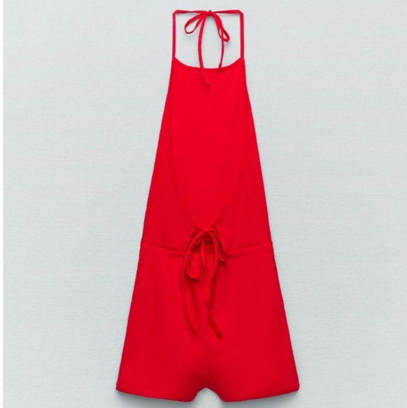Short Halter Jumpsuit Red Zara - Picture 5 of 7